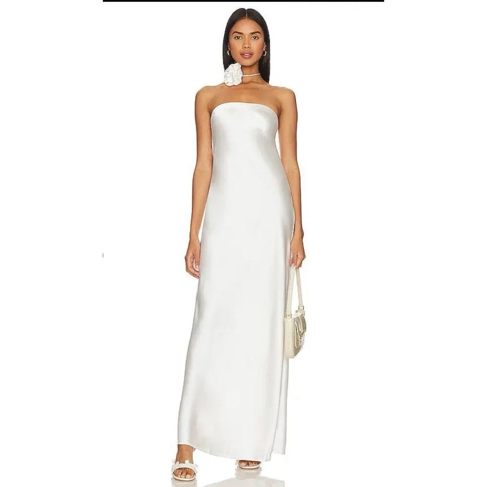 WeWoreWhat Revolve Strapless Silky Maxi Dress White Size 10 NWT MSRP $118
